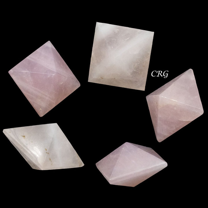 Rose Quartz Octahedron (5 Pieces) Size 25 by 35 mm Crystal Gemstone ShapesCrystal River Gems
