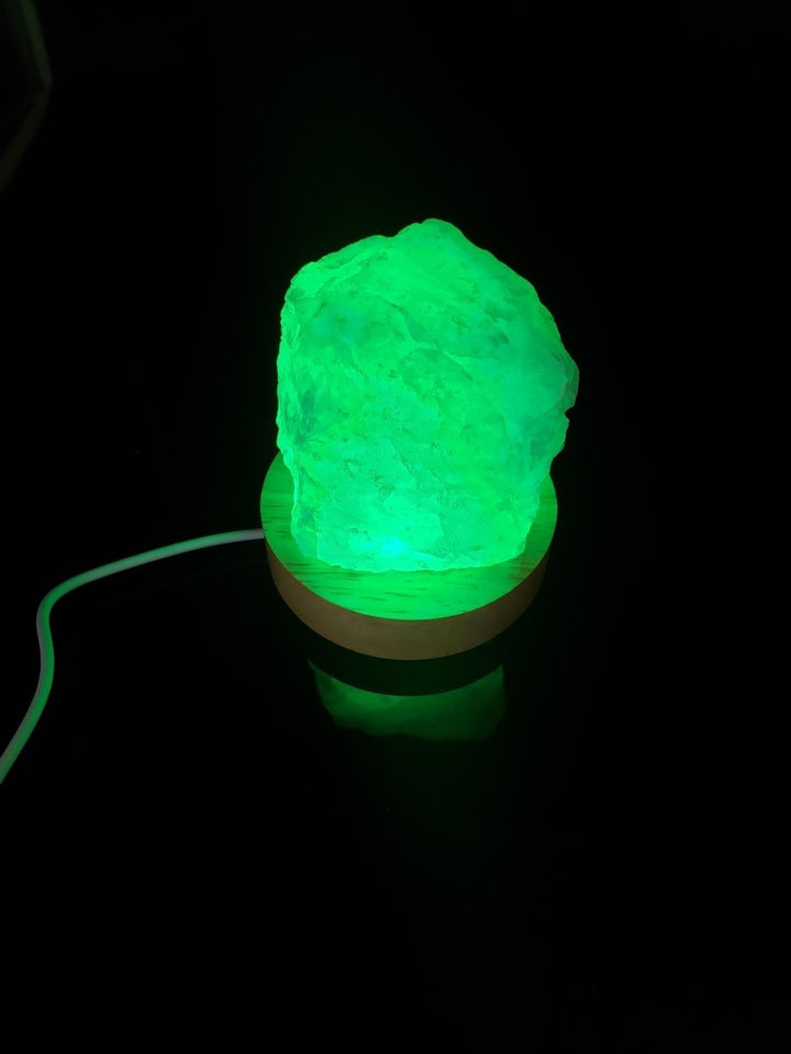 Rose Quartz Rough Lamp with Wooden Color Light Changing Base (2 Pieces) Size 2.5 to 3.5 Inches Crystal DecorCrystal River Gems