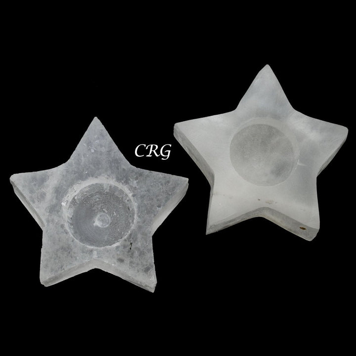 Selenite 5 - Point Star Candle Holder (1 Piece) Size 4 Inches Crystal Gemstone Home DecorCrystal River Gems