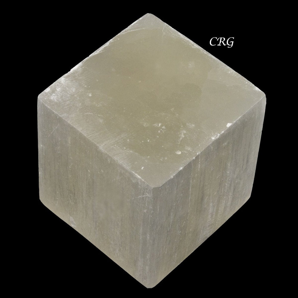Selenite Cube (1 Piece) Size 2 Inches Faceted Crystal Gemstone Shape Decor