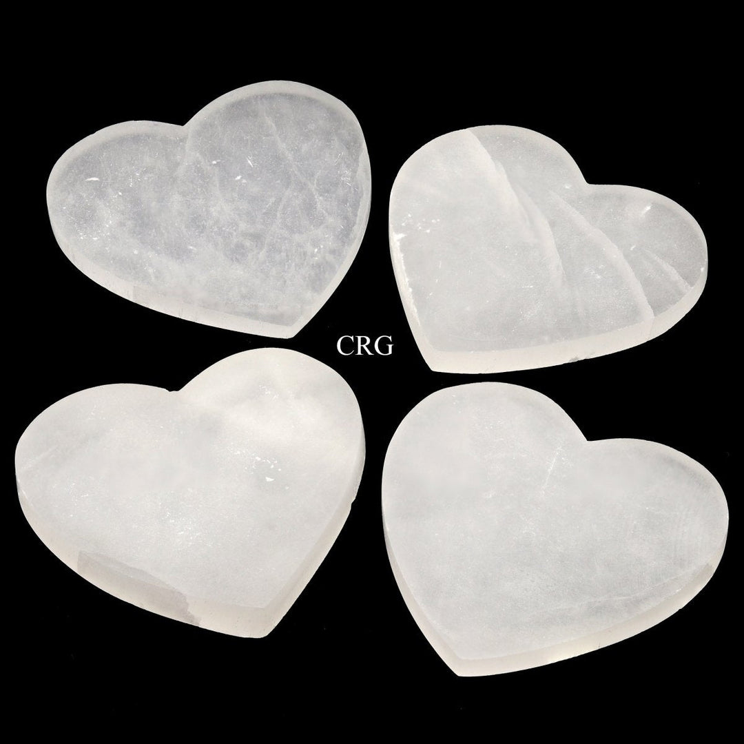 Selenite Heart Slabs (2 Pieces) Size 4 Inches Crystal Gemstone SlabsCrystal River Gems