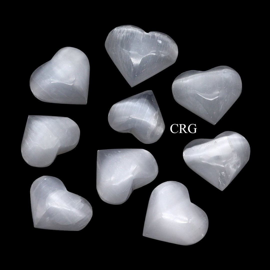 Selenite Pocket Hearts (8 Pieces) Size 20 to 40 mm Small Crystal Gemstone Palm Stones