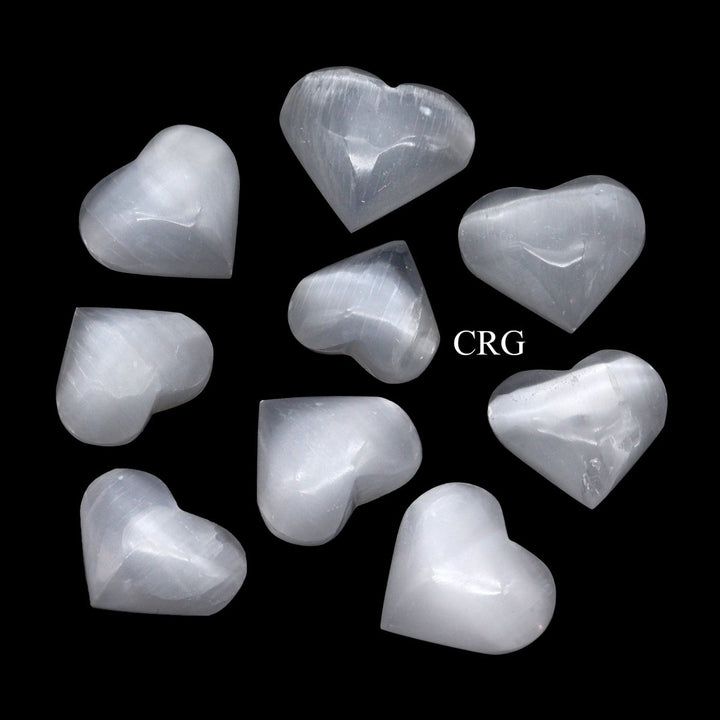 Selenite Pocket Hearts (8 Pieces) Size 20 to 40 mm Small Crystal Gemstone Palm StonesCrystal River Gems