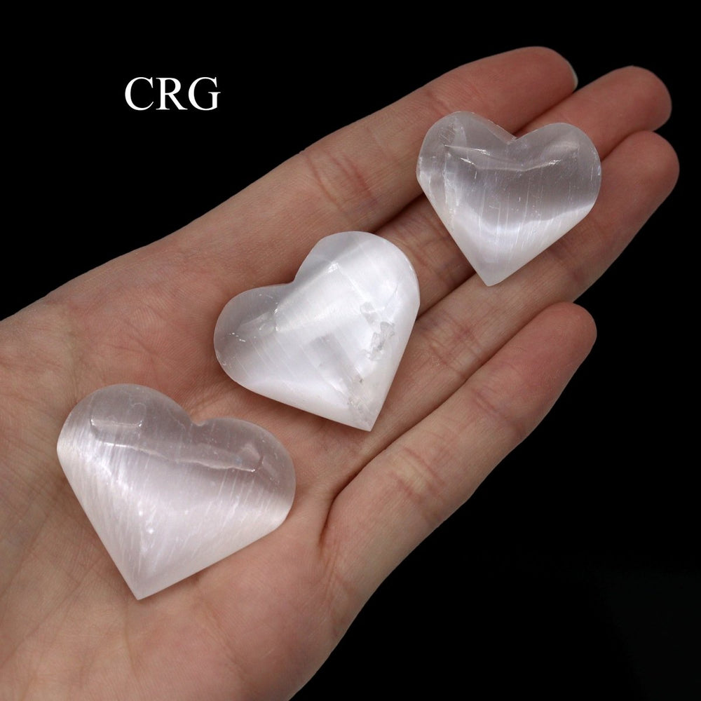 Selenite Pocket Hearts (8 Pieces) Size 20 to 40 mm Small Crystal Gemstone Palm StonesCrystal River Gems