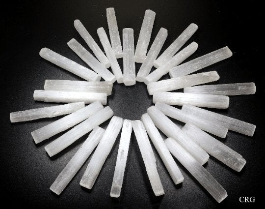 Selenite Small Sticklette (1 Piece) Size 2.75 to 3 Inches Hand Carved Polished Gemstone DecorCrystal River Gems