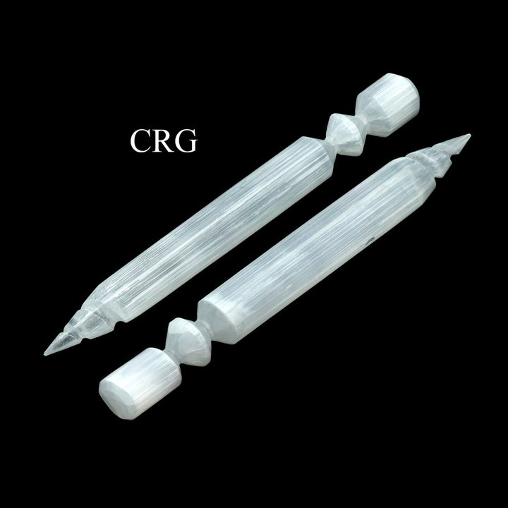 Selenite Thorn Wand with Cylinder Base (2 Pieces) Size 6.5 to 7.5 Inches Crystal Gemstone Point