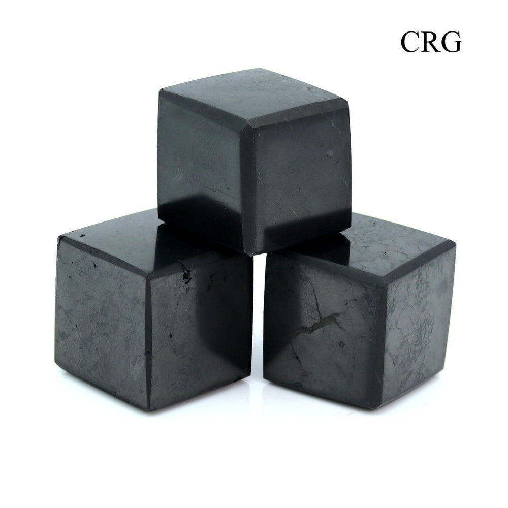 Shungite Cube (1 Piece) Size 2 cm Polished Crystal Gemstone DecorCrystal River Gems