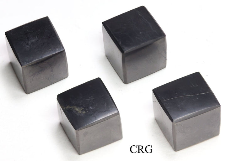 Shungite Cube (1 Piece) Size 2 cm Polished Crystal Gemstone Decor