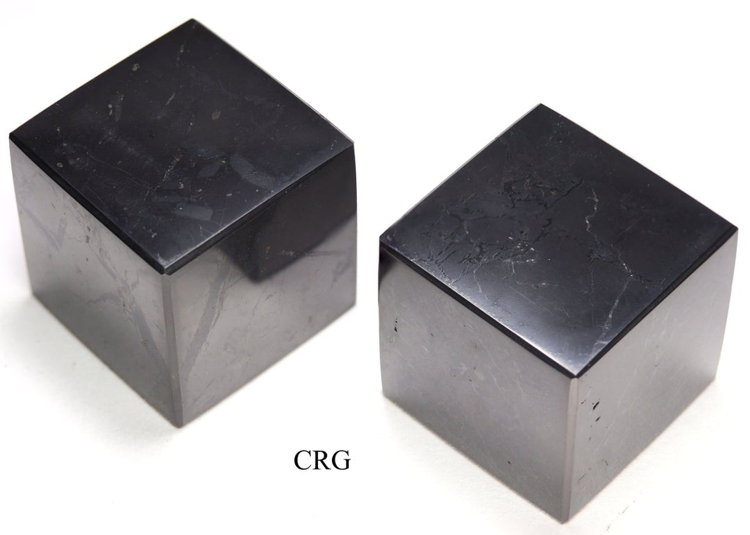 Shungite Cube (1 Piece) Size 4 cm Polished Crystal Gemstone Shape DecorCrystal River Gems