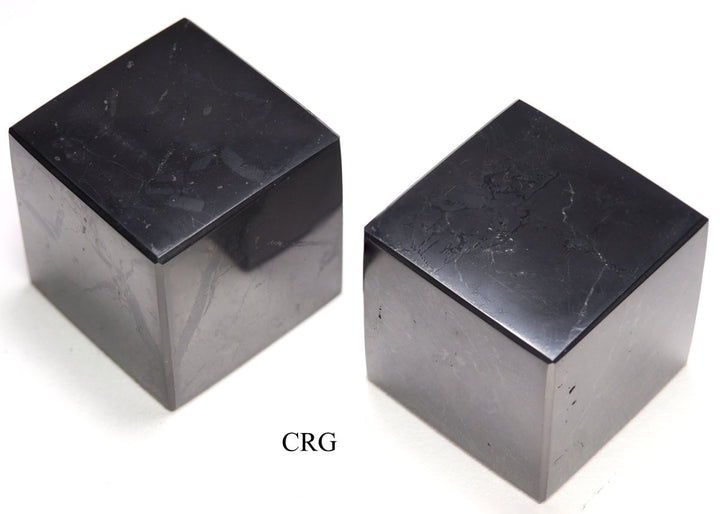 Shungite Cube (1 Piece) Size 4 cm Polished Crystal Gemstone Shape DecorCrystal River Gems