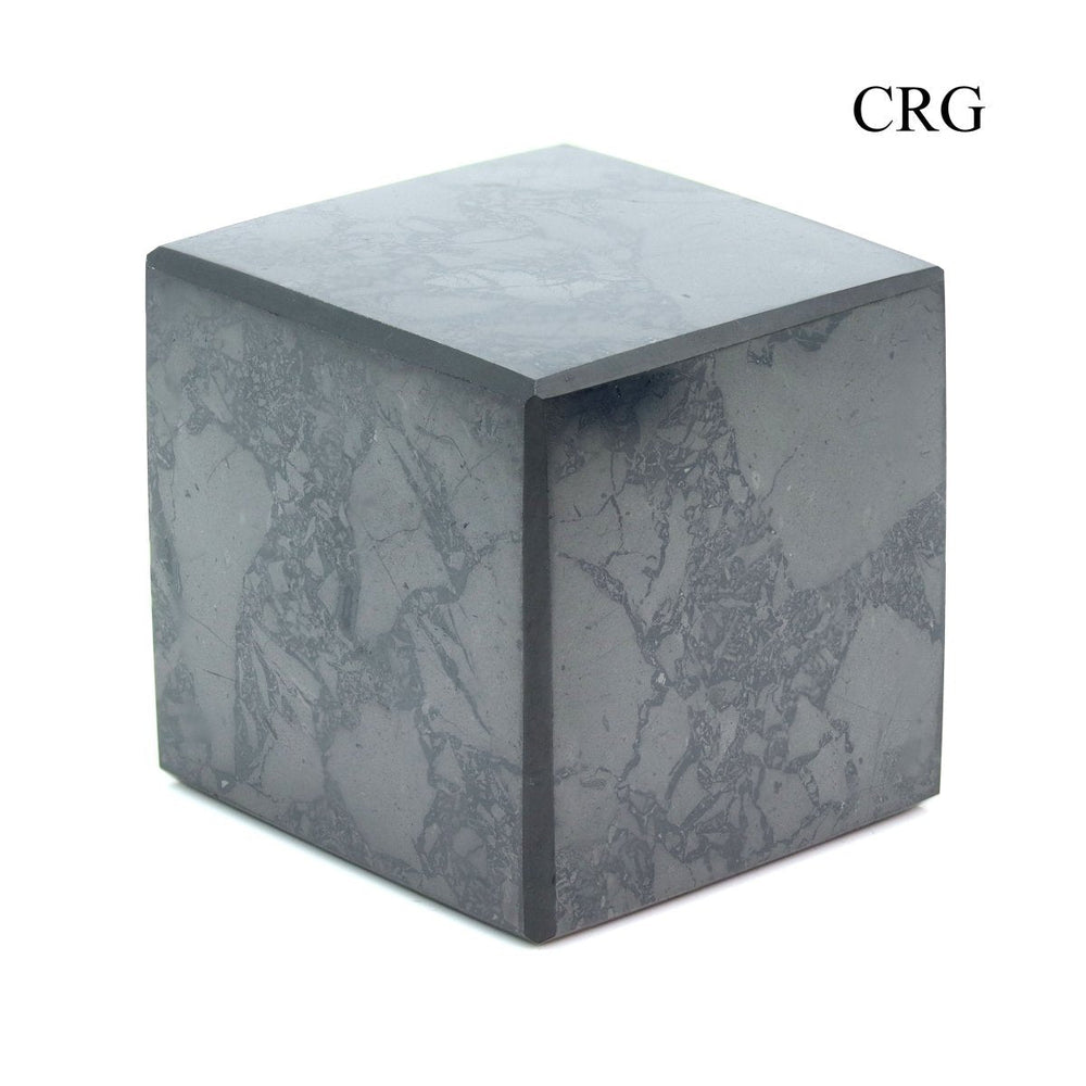 Shungite Cube (1 Piece) Size 4 cm Polished Crystal Gemstone Shape Decor