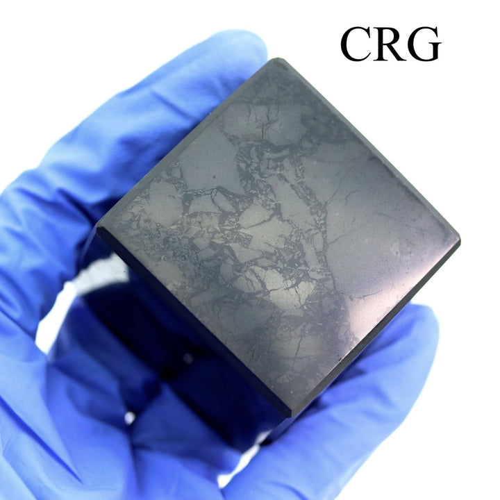 Shungite Cube (1 Piece) Size 4 cm Polished Crystal Gemstone Shape DecorCrystal River Gems