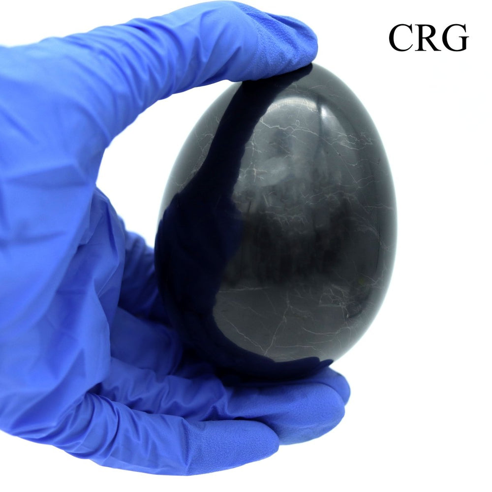 Shungite Egg (1 Piece) Size 7 cm Polished Crystal Gemstone ShapeCrystal River Gems