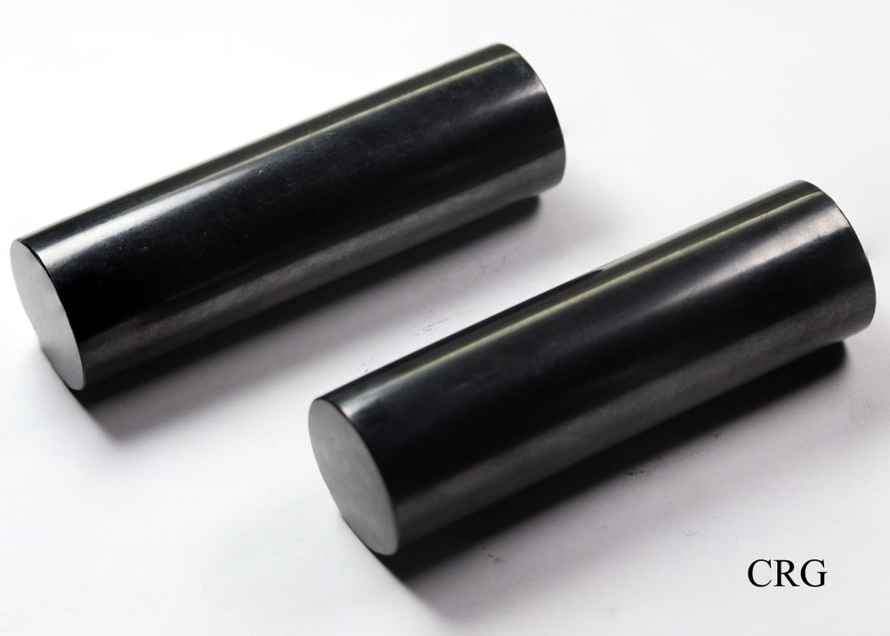 Shungite Polished Cylinder (1 Piece) Size 10 cm Standing Crystal Gemstone DecorCrystal River Gems