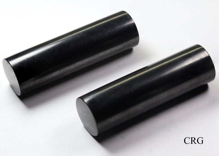 Shungite Polished Cylinder (1 Piece) Size 10 cm Standing Crystal Gemstone DecorCrystal River Gems