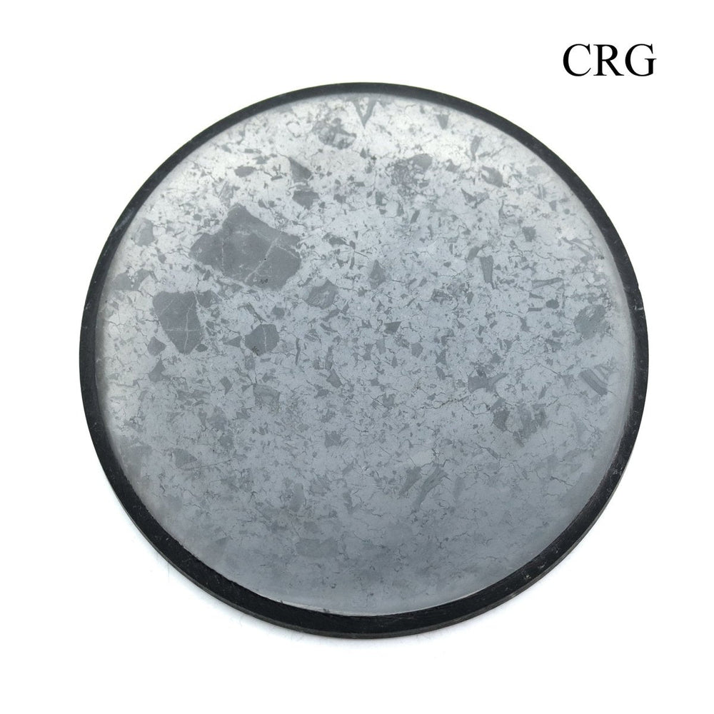 Shungite Polished Disk (1 Piece) Size 3.5 Inches Crystal Gemstone DecorCrystal River Gems