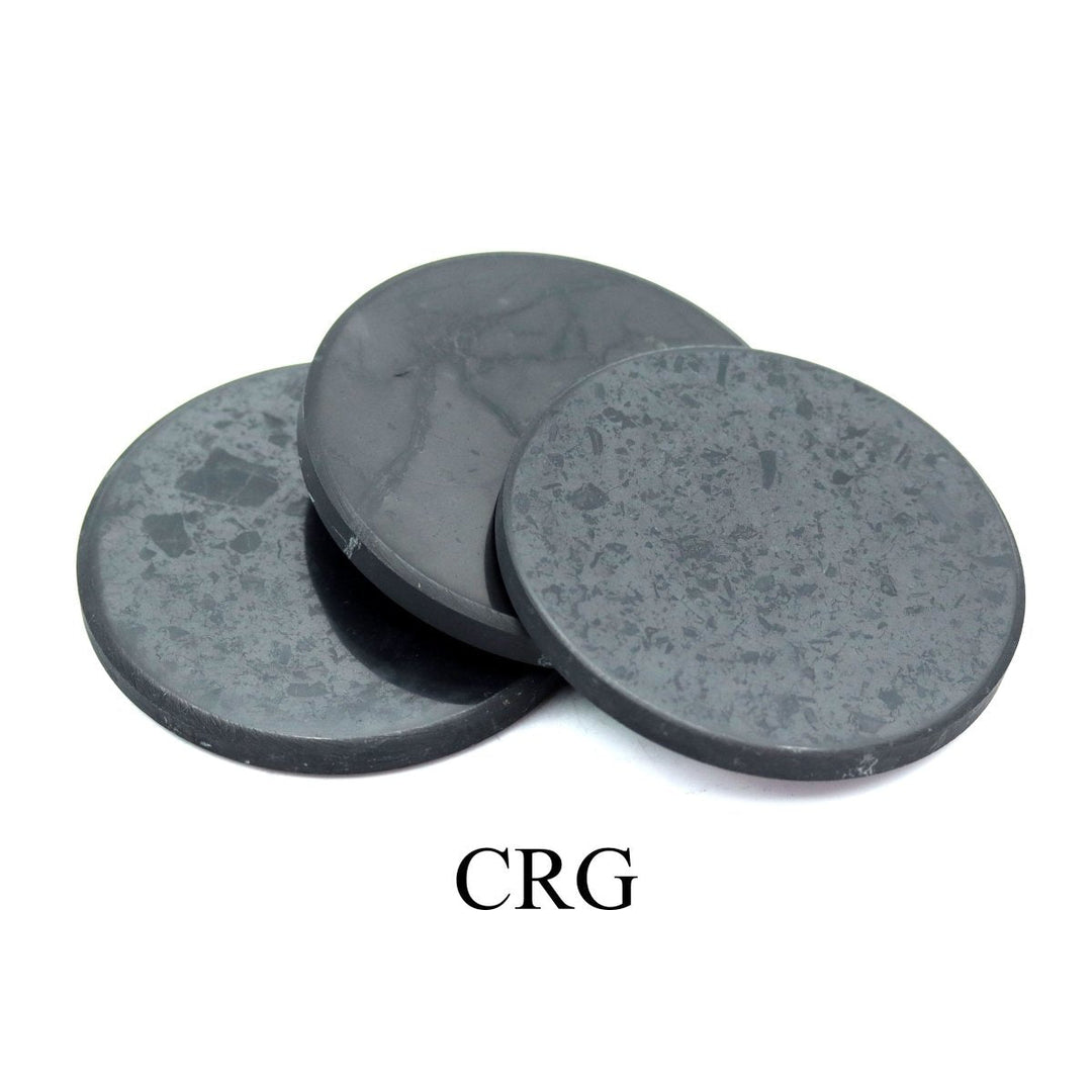 Shungite Polished Disk (1 Piece) Size 3.5 Inches Crystal Gemstone DecorCrystal River Gems