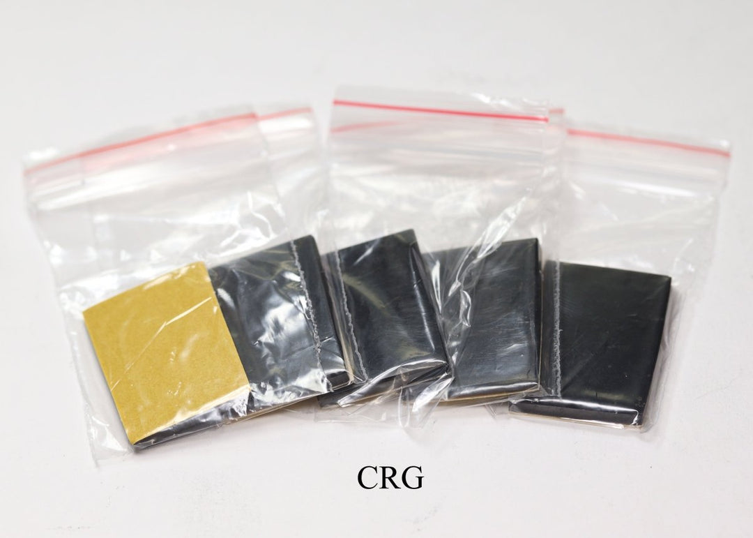 Shungite Polished Rectangle Adhesive Phone Plate (1 Piece) Size 20 by 30 mm Crystal GemstoneCrystal River Gems