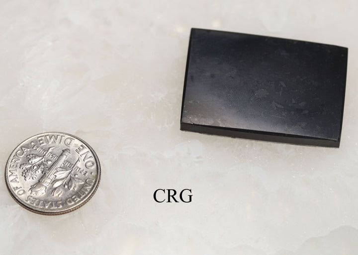 Shungite Polished Rectangle Adhesive Phone Plate (1 Piece) Size 20 by 30 mm Crystal GemstoneCrystal River Gems
