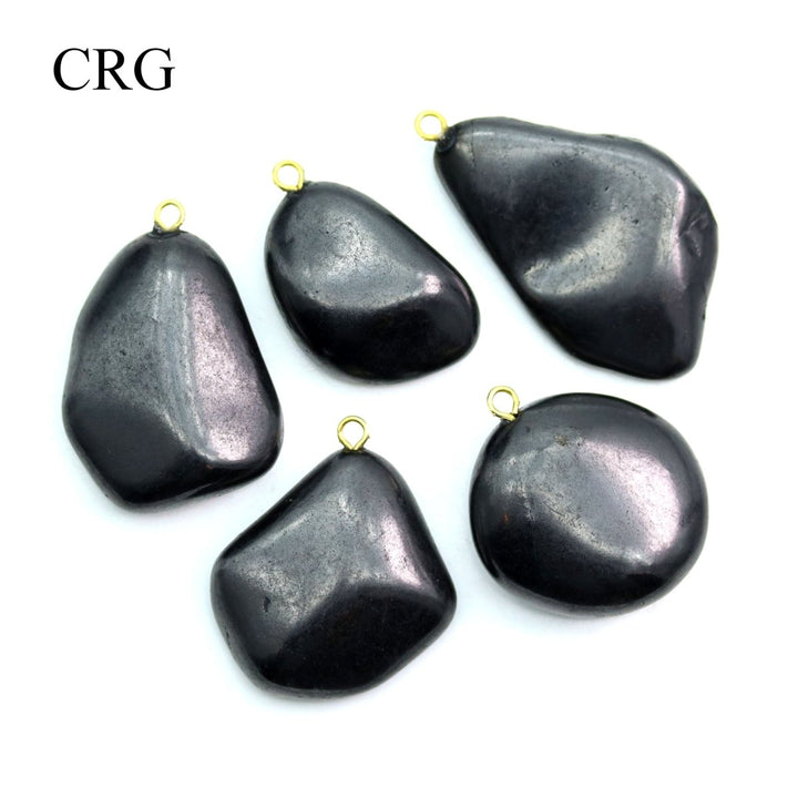 Shungite Tumbled Pendant (4 Pieces) Size 20 mm Crystal Jewelry CharmCrystal River Gems