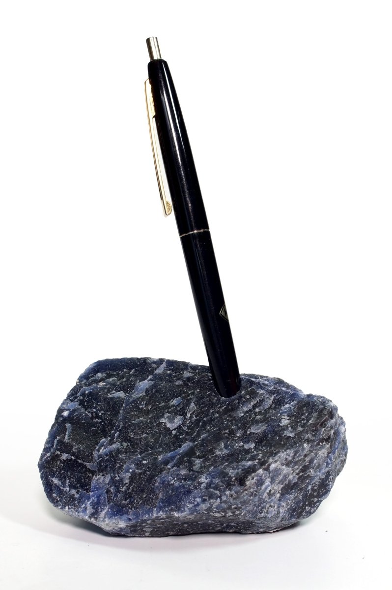 Sodalite Rough Pen Holder with Felt Base (1 Piece) Size 2 to 4 Inches Crystal Gemstone Home Decor