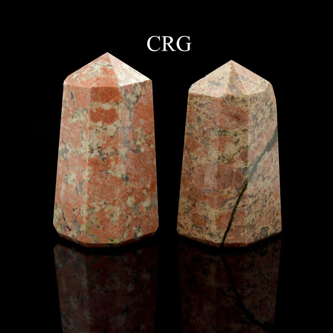 Unakite Point (1 Piece) Size 3 to 5 Inches 6-Sided Standing Crystal Gemstone Home Decor