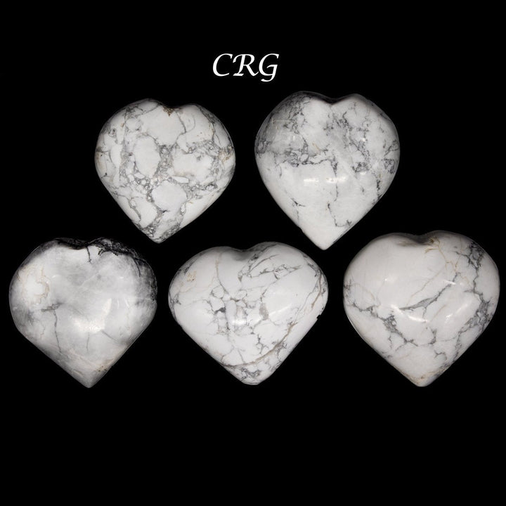 White Howlite Puffy Heart (5 Pieces) Size 1.5 Inches Crystal Gemstone ShapeCrystal River Gems
