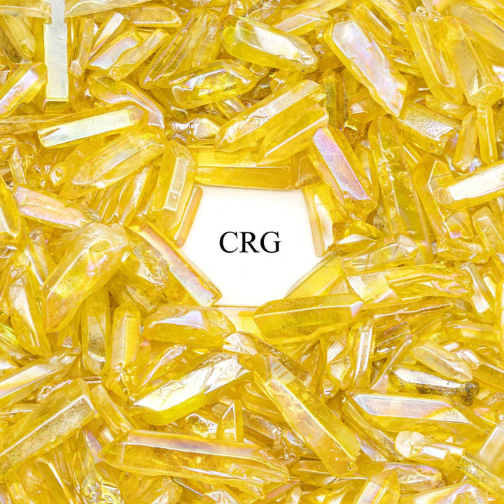 Yellow Aura Quartz Points (1 Pound) Size 1 to 2 Inches Bulk Wholesale Lot Crystal GemstonesCrystal River Gems