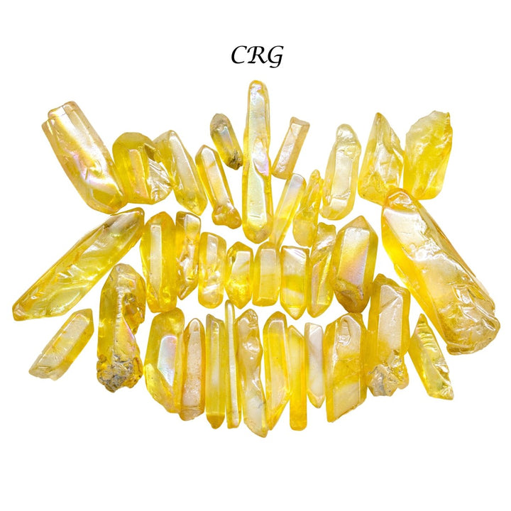 Yellow Aura Quartz Points (1 Pound) Size 1 to 2 Inches Bulk Wholesale Lot Crystal GemstonesCrystal River Gems