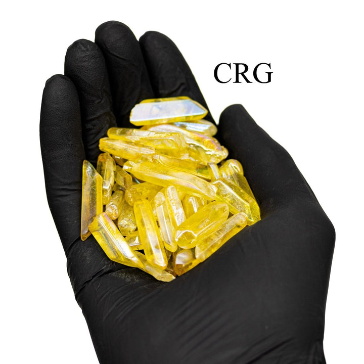 Yellow Aura Quartz Points (1 Pound) Size 1 to 2 Inches Bulk Wholesale Lot Crystal GemstonesCrystal River Gems
