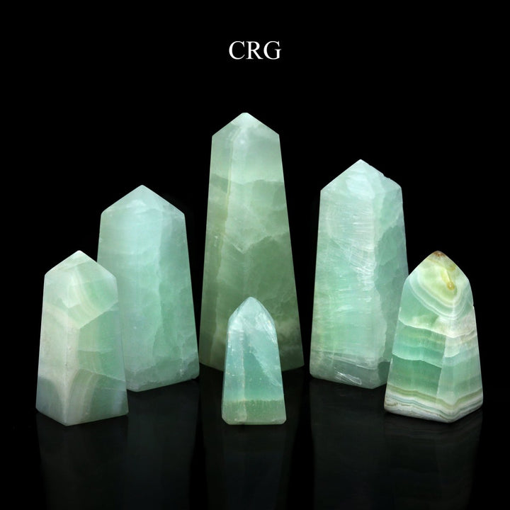 Pistachio Calcite Obelisk Towers / 1 - 5" AVG - 1 KILO LOTCrystal River Gems