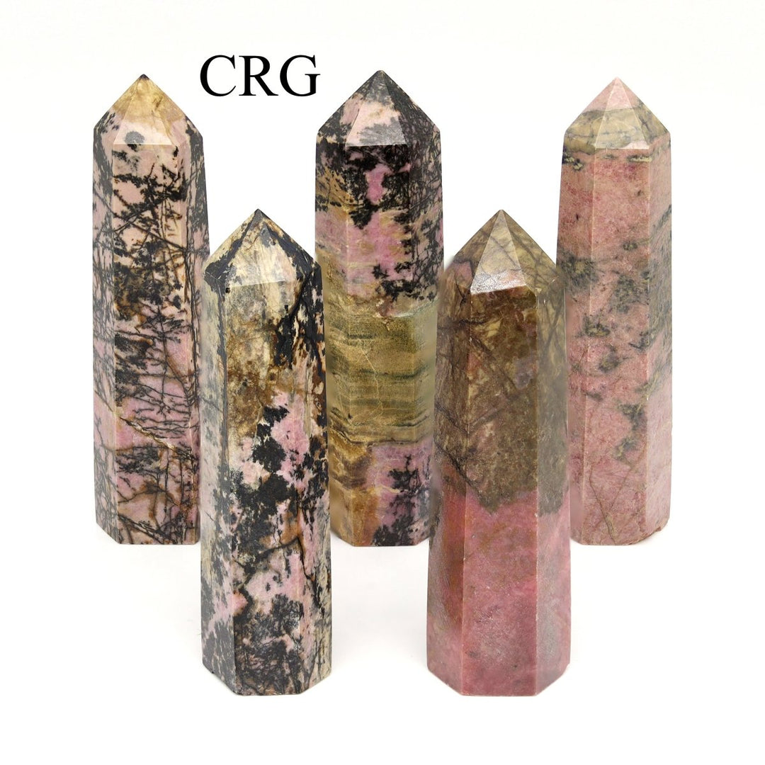 Rhodonite Obelisks / 4 - 12cm AVG - 1 KILO LOTCrystal River Gems