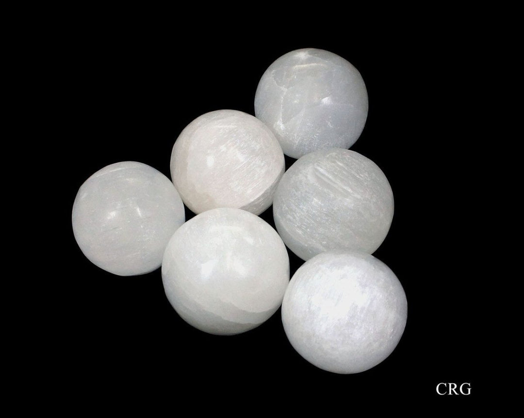 White Selenite Spheres / 40 - 45mm AVG - 1 KILO LOTCrystal River Gems