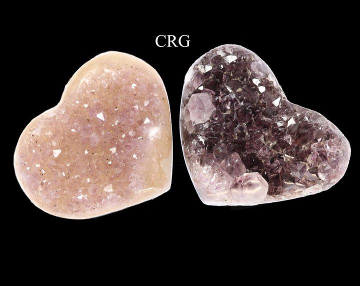 Amethyst Druzy Hearts with Polished Edges / 50 - 250g AVG - 1 KILO LOTCrystal River Gems