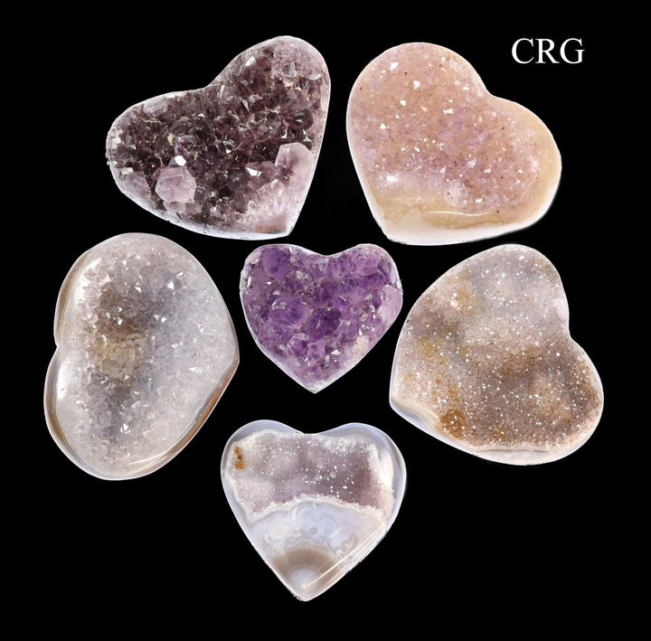 Amethyst Druzy Hearts with Polished Edges / 50 - 250g AVG - 1 KILO LOTCrystal River Gems