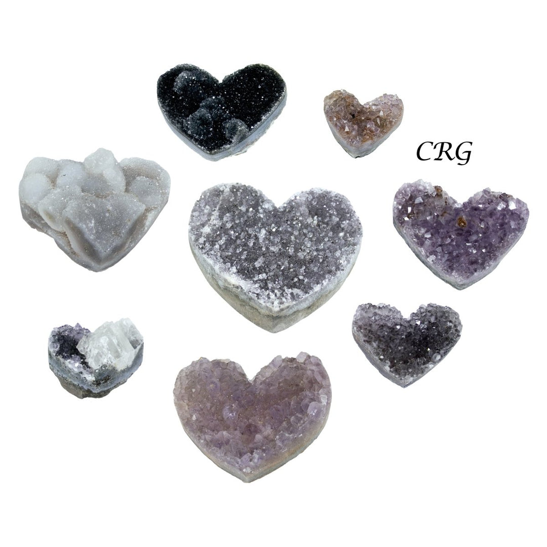 Mixed Agate and Amethyst Druzy Hearts / 1 - 5" AVG - 1 LB. LOTCrystal River Gems