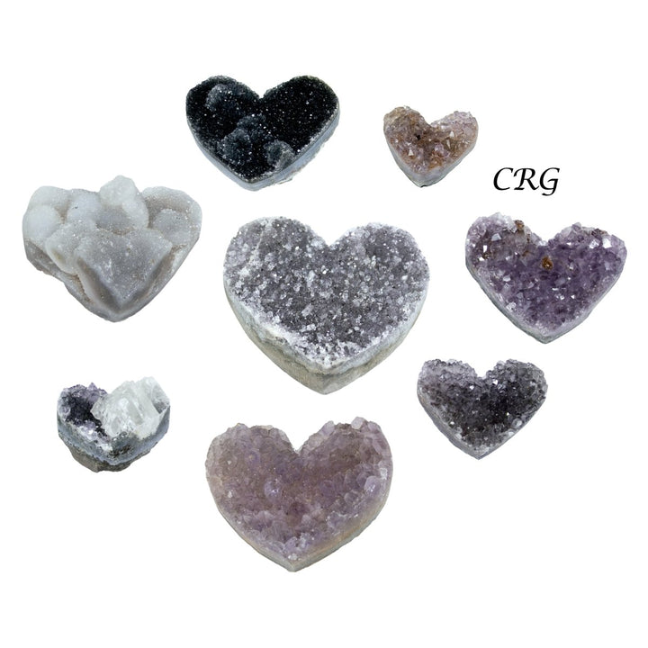Mixed Agate and Amethyst Druzy Hearts / 1 - 5" AVG - 1 LB. LOTCrystal River Gems