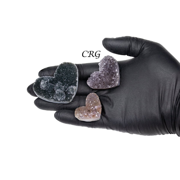 Mixed Agate and Amethyst Druzy Hearts / 1 - 5" AVG - 1 LB. LOTCrystal River Gems