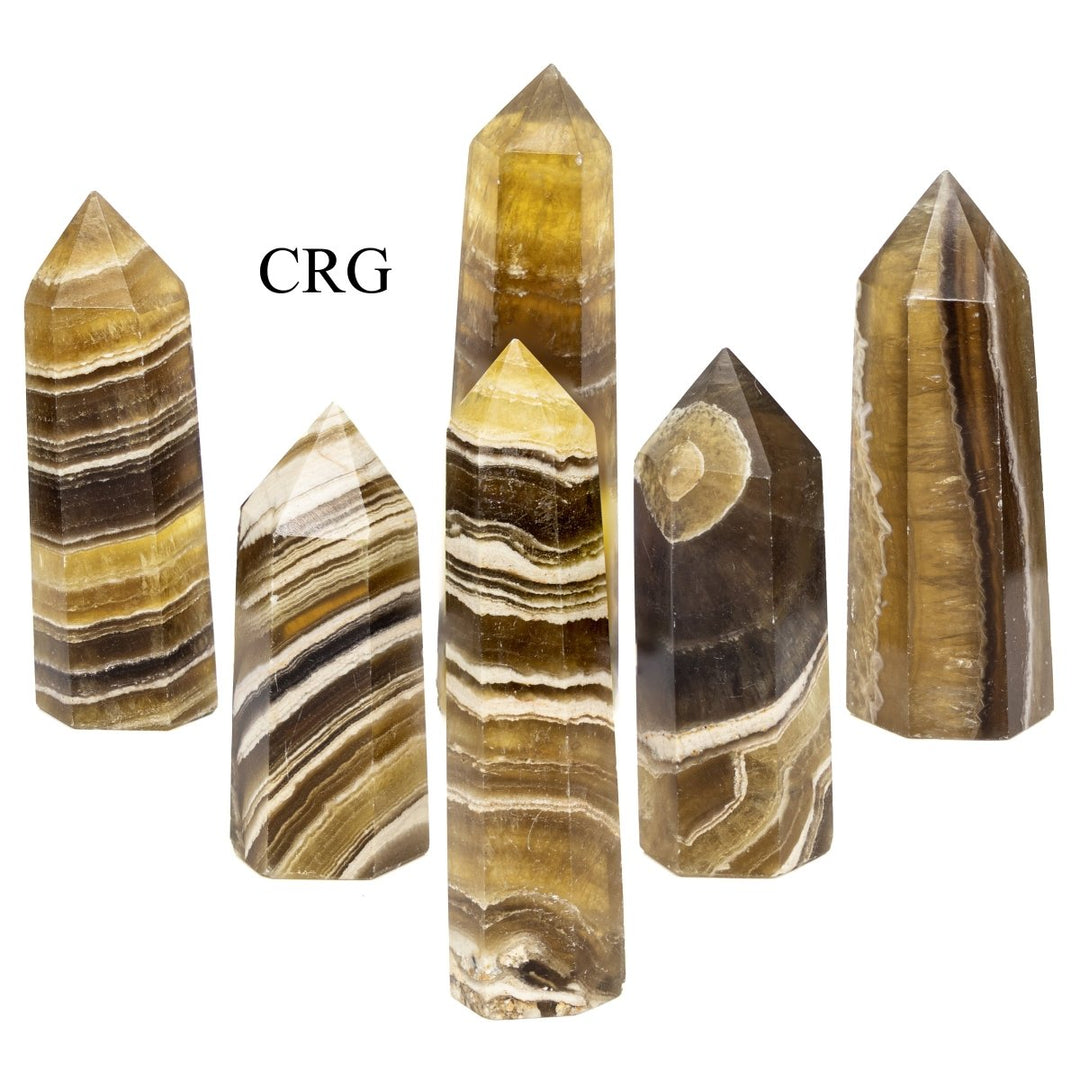 Yellow Fluorite Carved Towers / 8-12cm AVG - 1 LB. LOT
