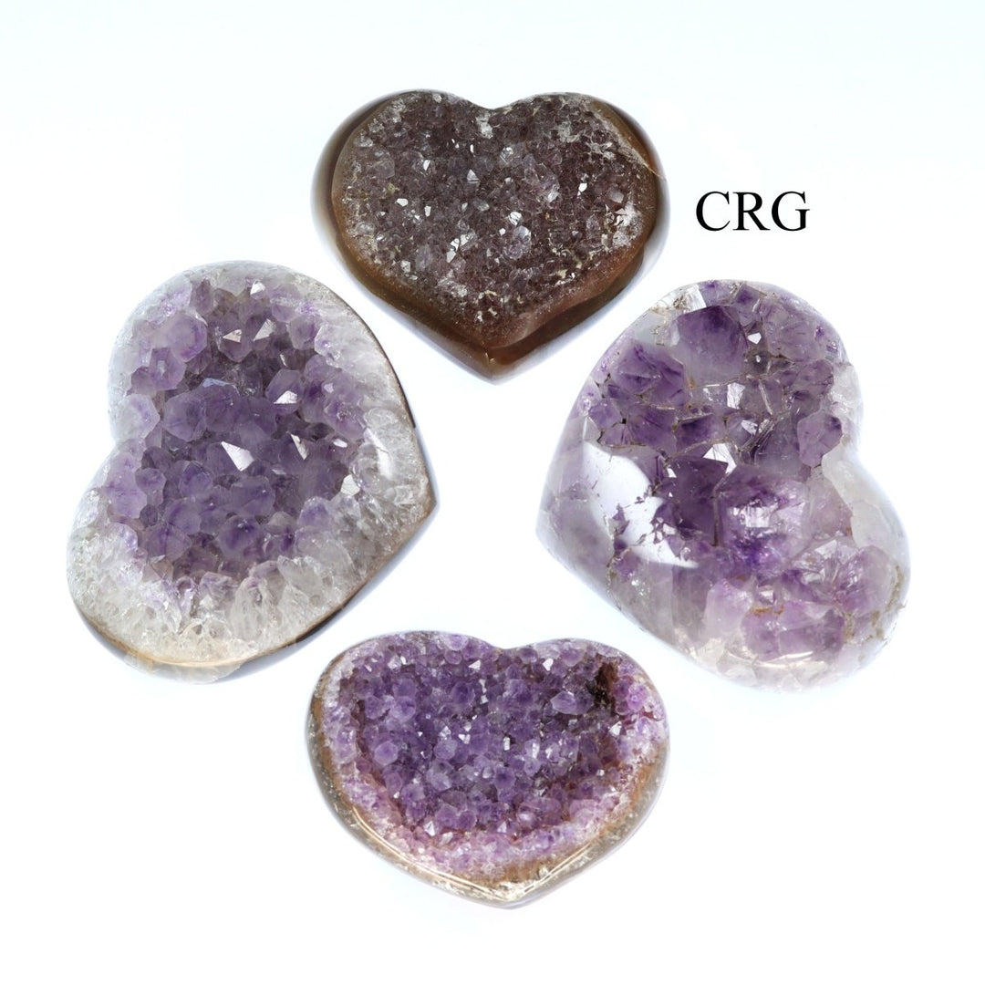 Polished Amethyst Druzy Heart / 150 - 300g AVG - QTY 1Crystal River Gems