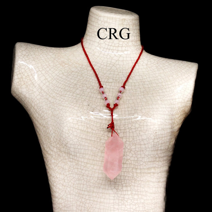 Rose Quartz Pendant on Red Cord / 1.5 - 2.5" AVG - QTY 1Crystal River Gems