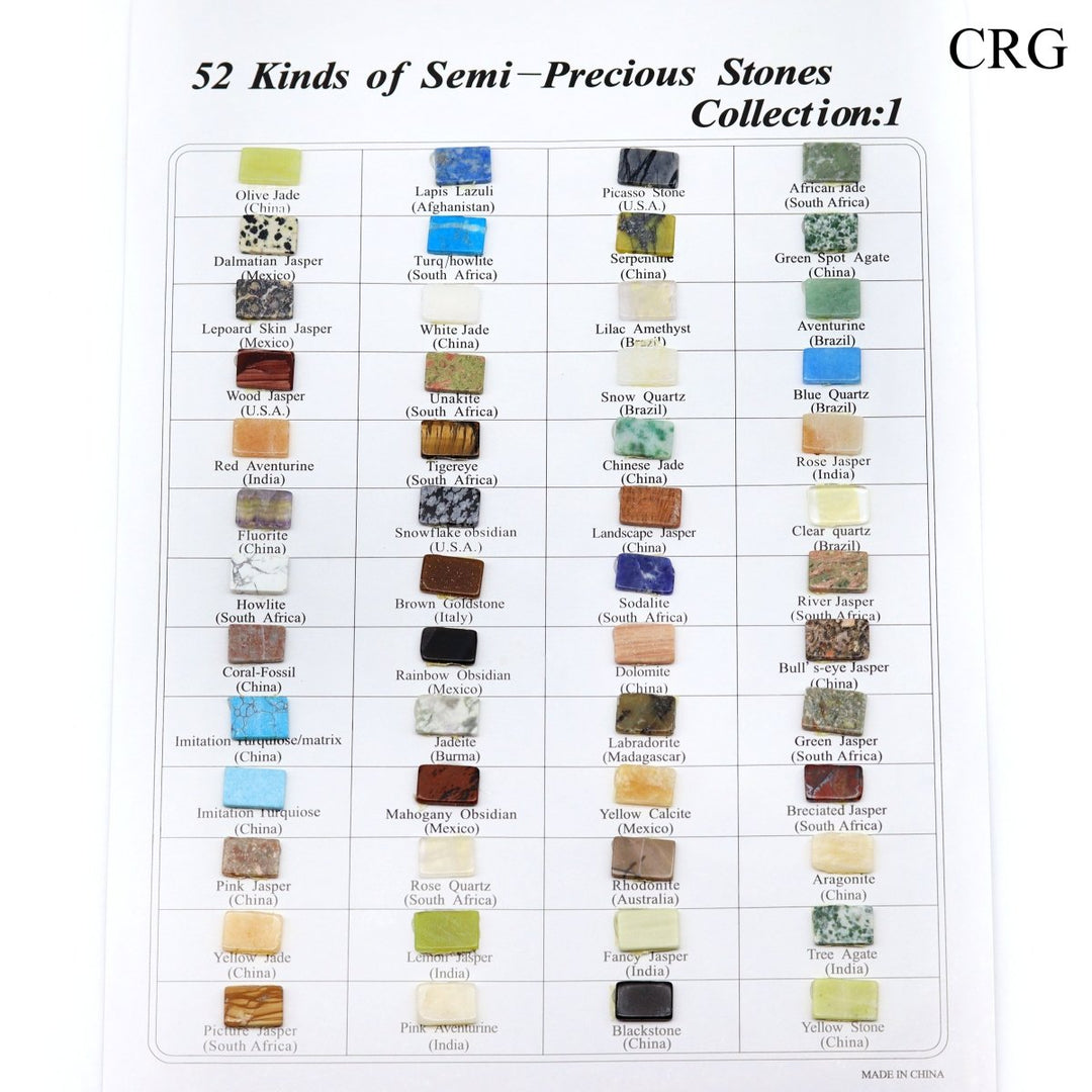 1 SHEET - 52 Kinds of Semi-Precious Stones