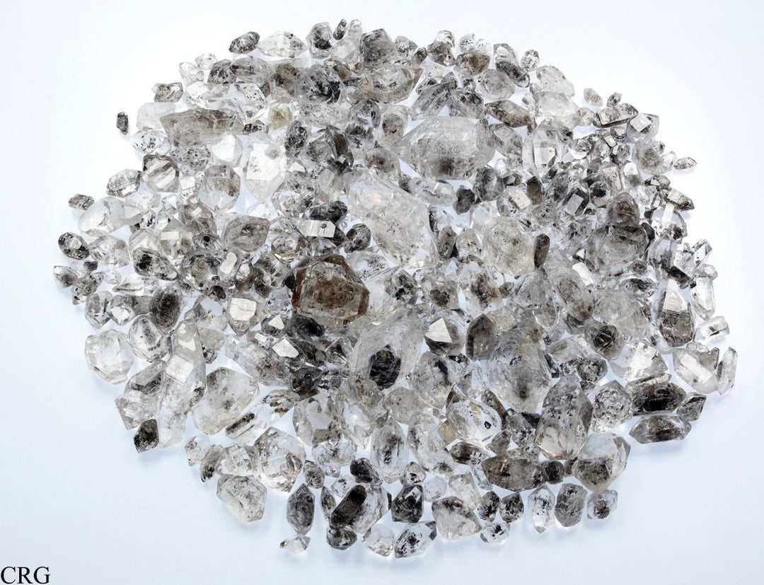 100 Gram Lot - Carbon Quartz Double Terminated Crystals / 5-35 MM