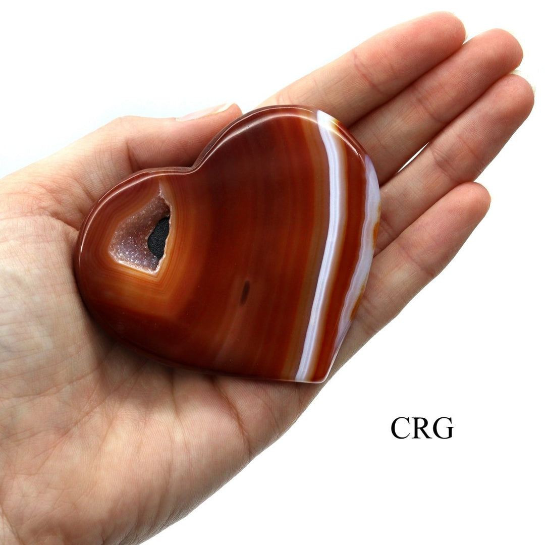 12 Piece Flat - Polished Agate Slice Heart Phone Grip