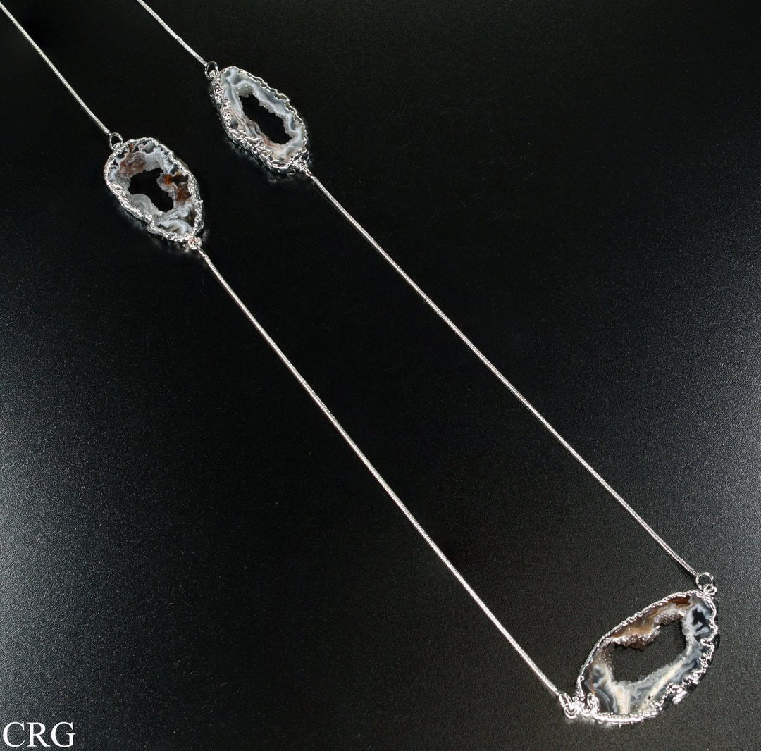 3 Oco Geode Slice Necklace with Silver Plating (1 Piece) Size 32 Inches Crystal JewelryCrystal River Gems