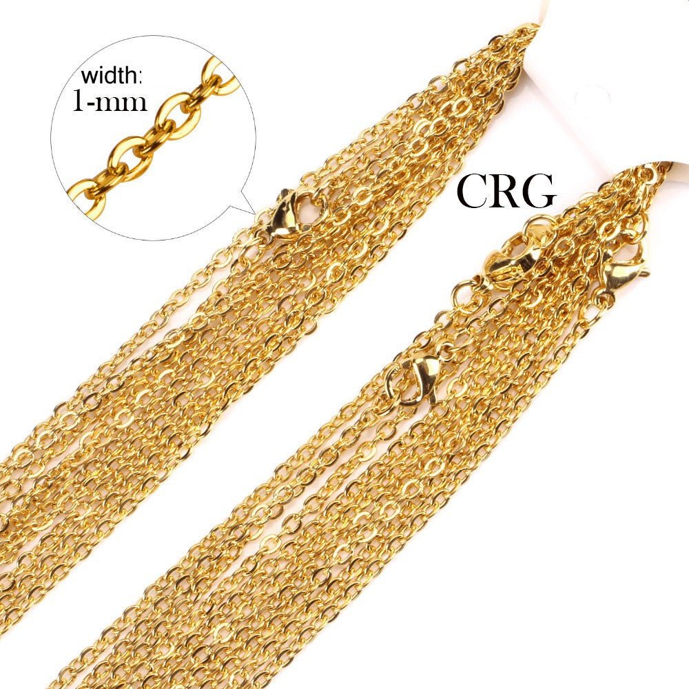 316 Grade Stainless Steel GOLD PLATED Rolo Chain (24 inches) (1 Piece)Crystal River Gems