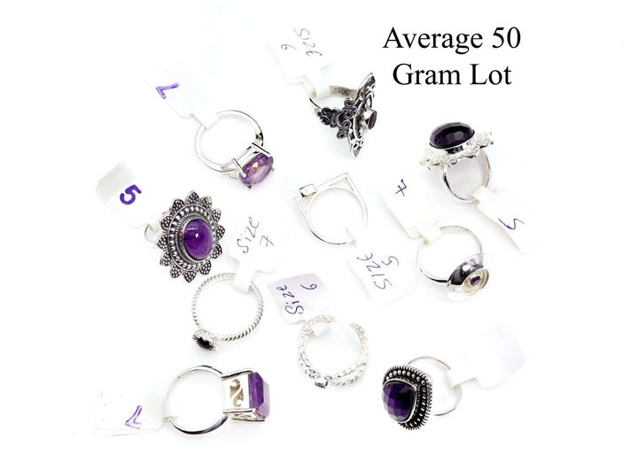 50 Gram Lot - AMETHYST Sterling Silver 925 Gemstone Rings WholesaleCrystal River Gems