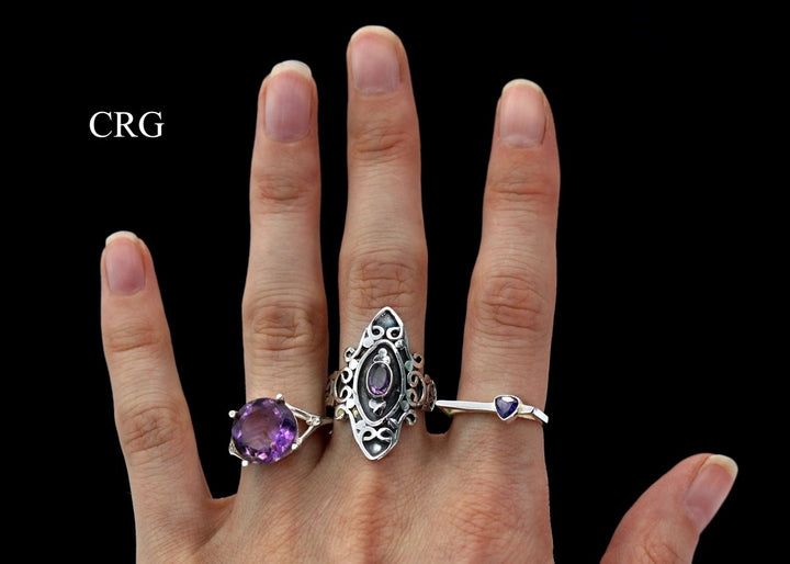 50 Gram Lot - AMETHYST Sterling Silver 925 Gemstone Rings WholesaleCrystal River Gems