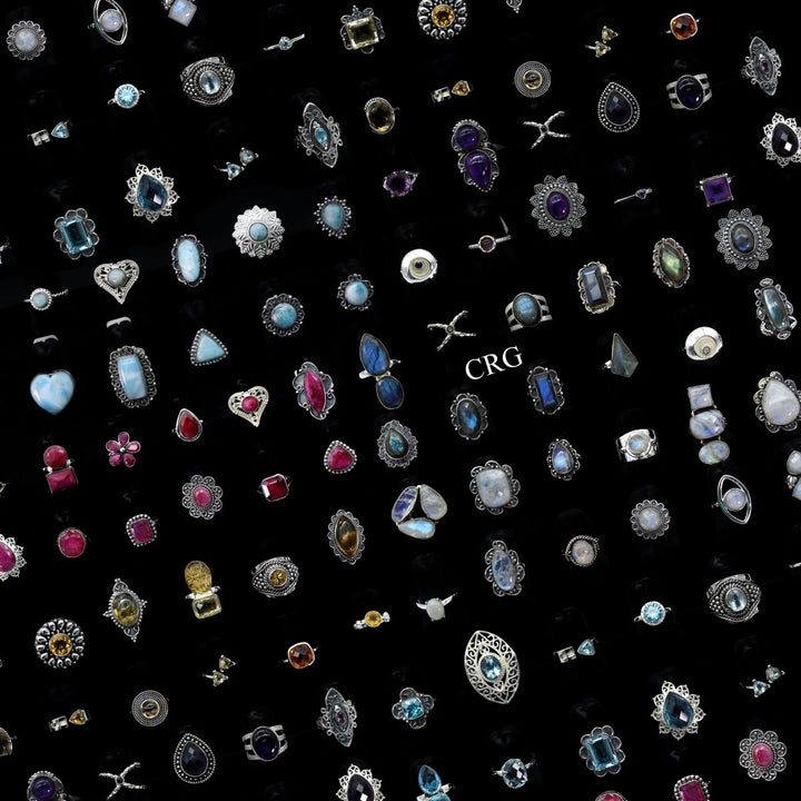 50 Gram Lot - MIXED STONES Sterling Silver 925 Gemstone Rings WholesaleCrystal River Gems