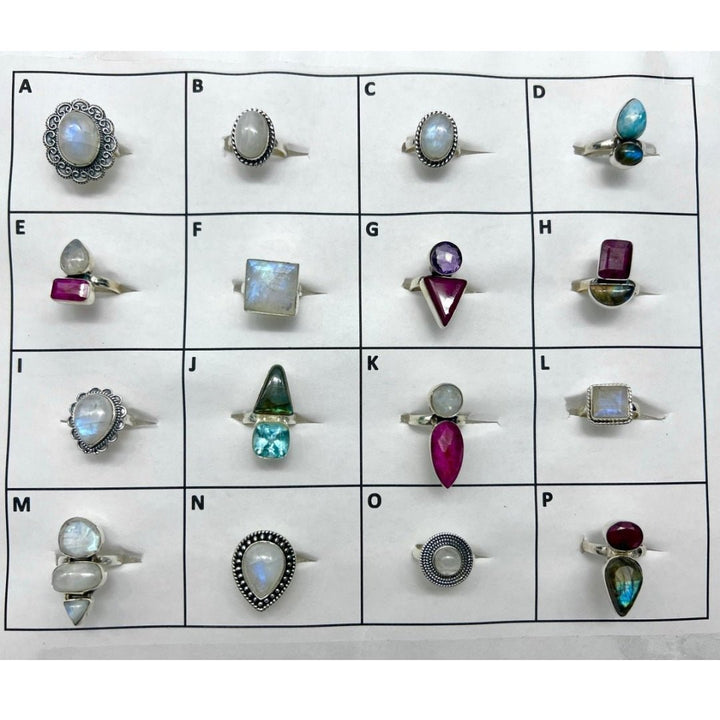 925 Sterling Silver Gemstone Rings ( Pick Your Ring ) Moonstone Labradorite Larimar RubyCrystal River Gems